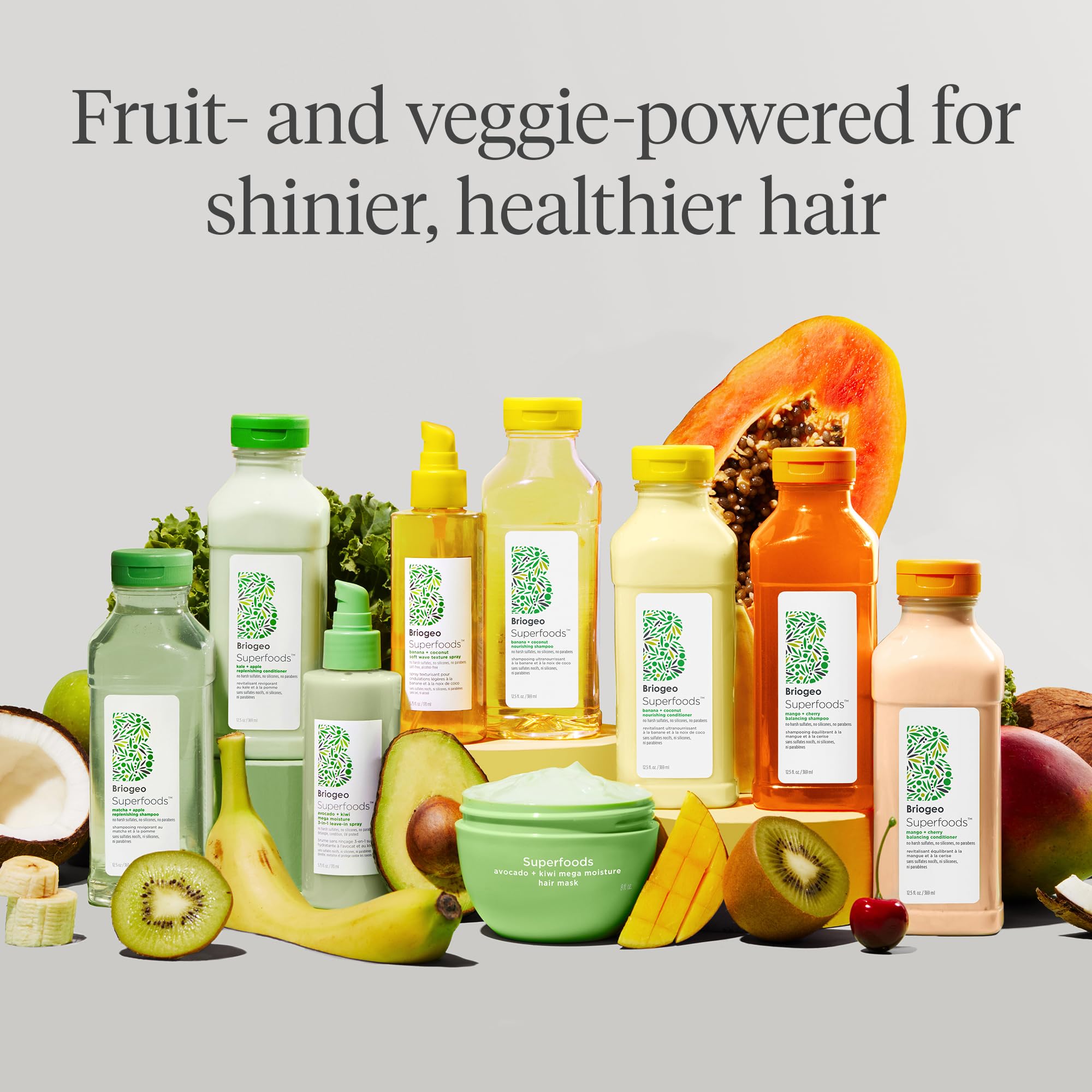 Mélange Mangue et Cerise avec antioxydants pour soutenir la vitalité des cheveux.