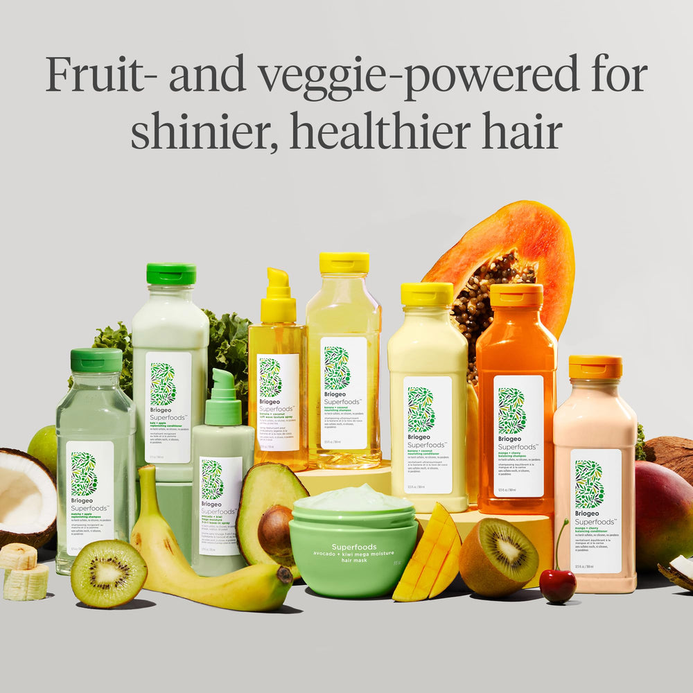 Mélange Mangue et Cerise avec antioxydants pour soutenir la vitalité des cheveux.