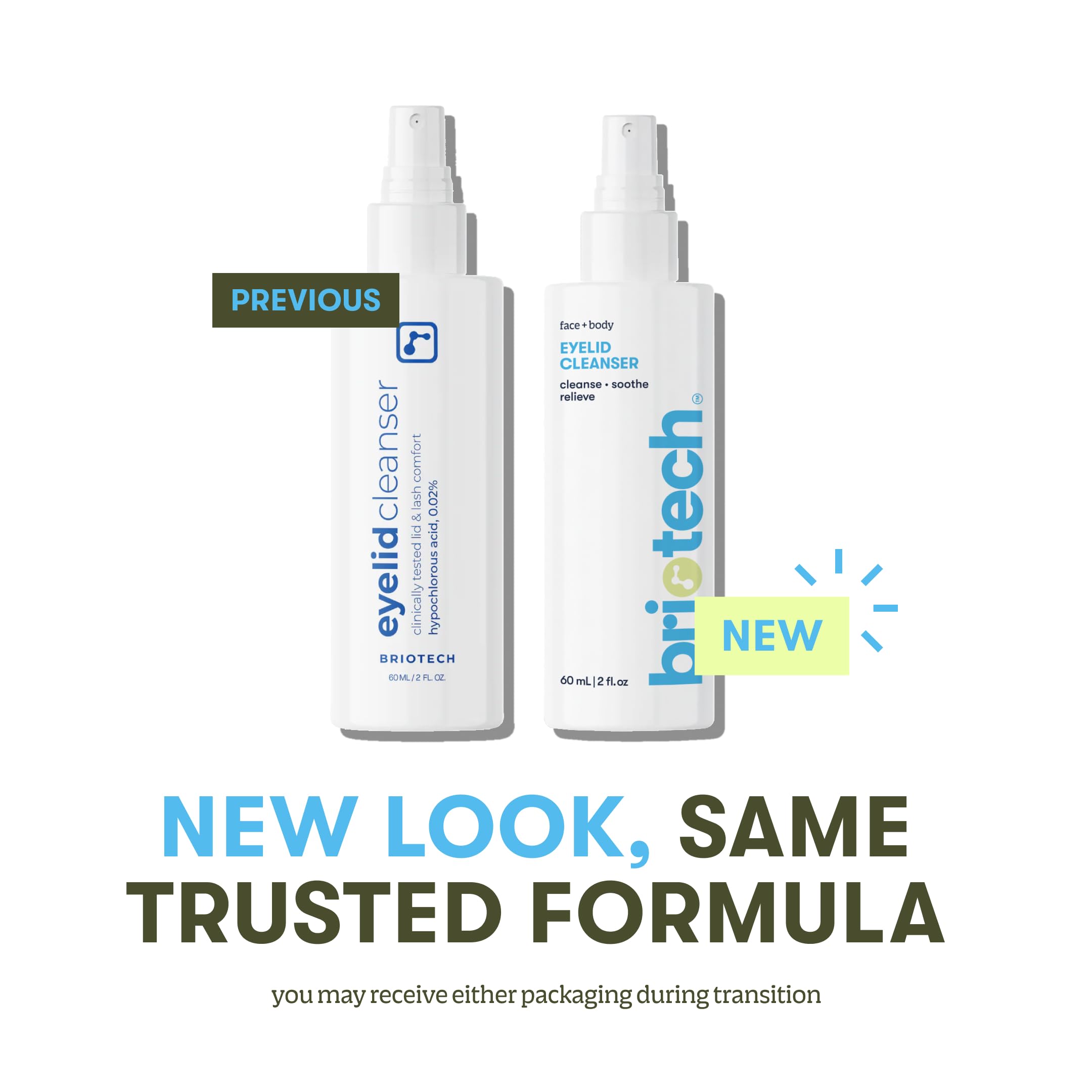 BRIOTECH Eyelid Cleanser packaging highlighting travel-ready design.
