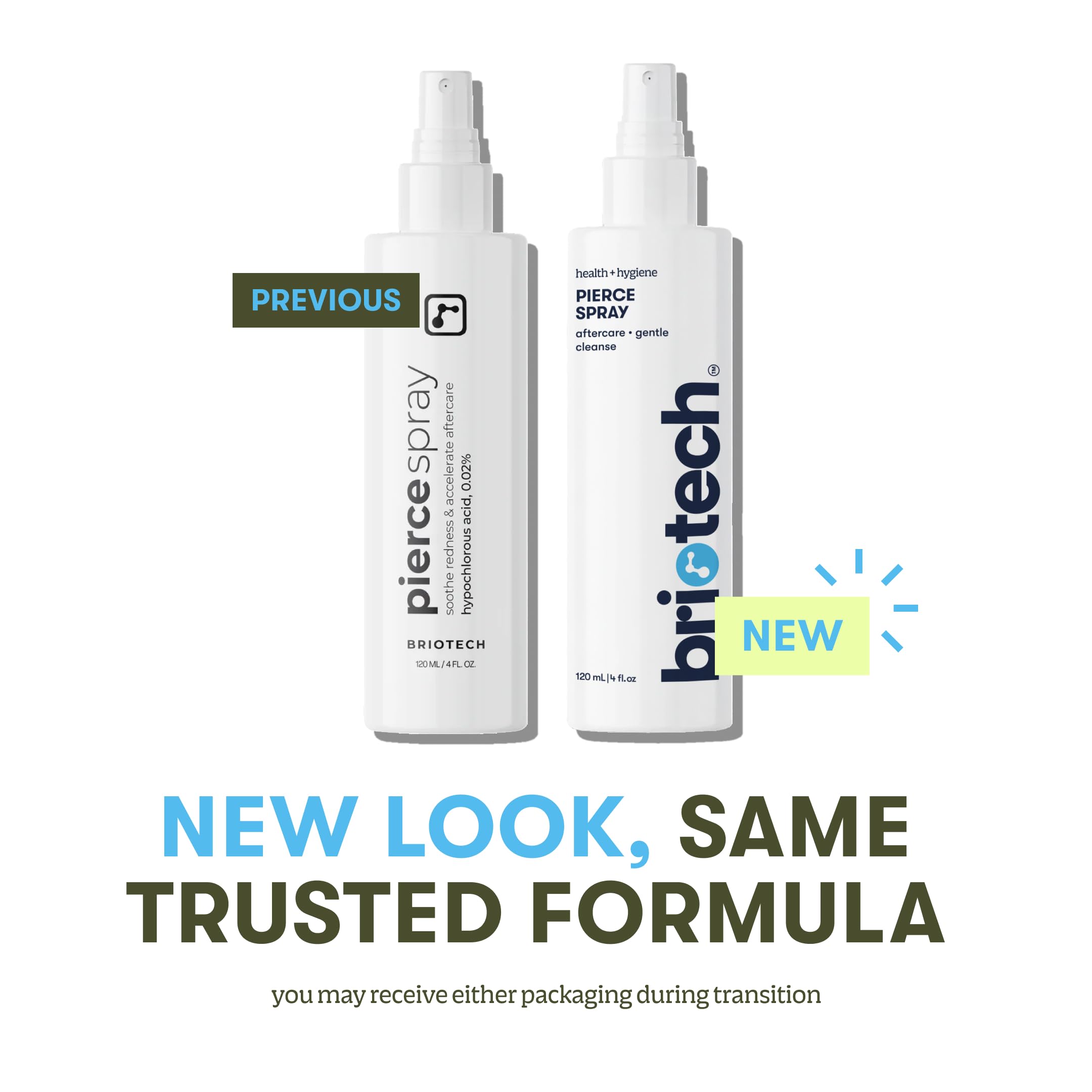 BRIOTECH HOCl formula bottle on a clean surface for safe piercing care
