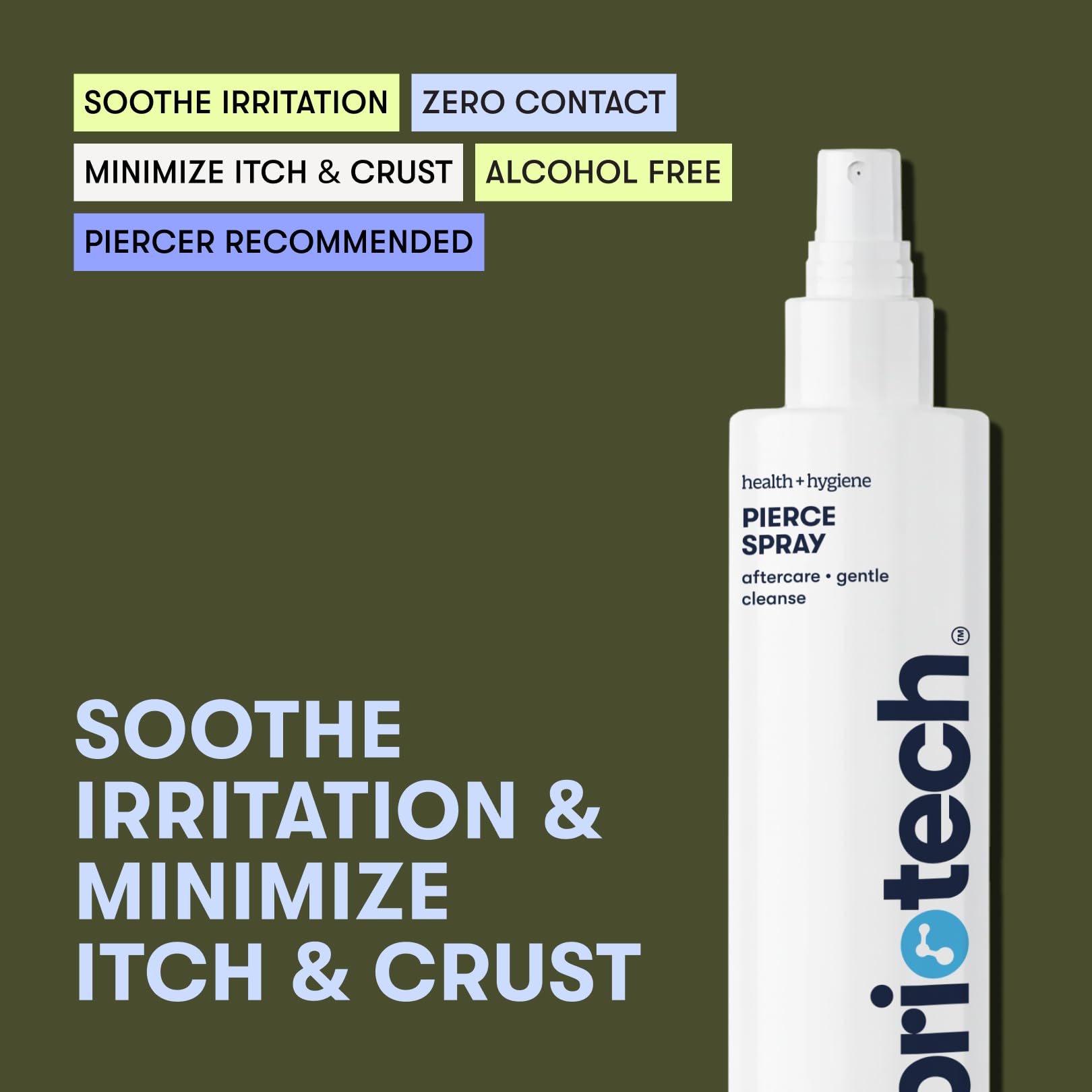 BRIOTECH HOCl piercing spray nozzle close-up for gentle irritation relief after piercing