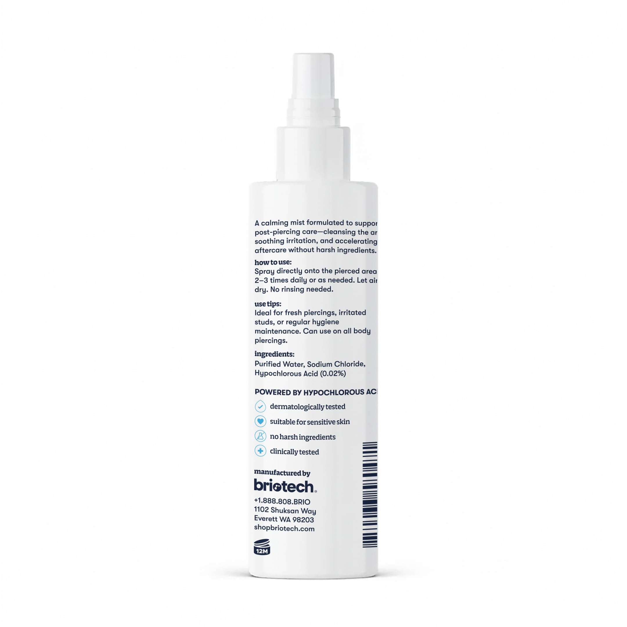 BRIOTECH HOCl spray in use, air-dry application for faster readiness