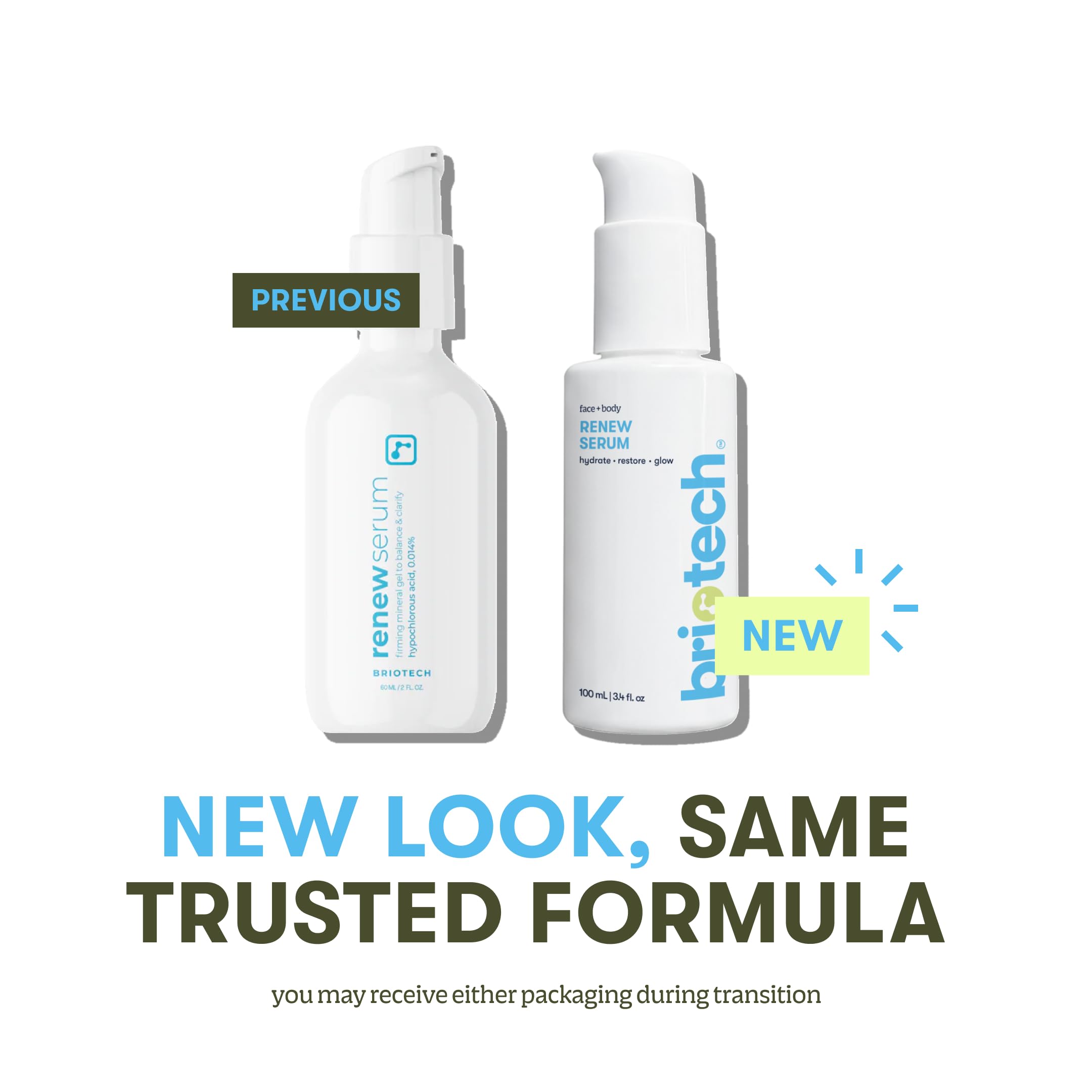 BRIOTECH Renew Serum neck and chest application suggesting firming and brightening prep.