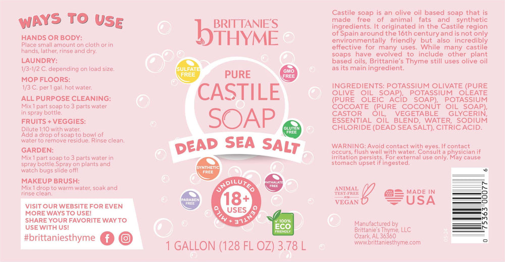 Brittanie's Thyme étiquette claire affichant l'huile d'olive