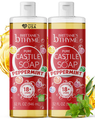 Brittanie's Thyme Castile Menthe - bouteille 32oz, nettoie corps et maison en douceur