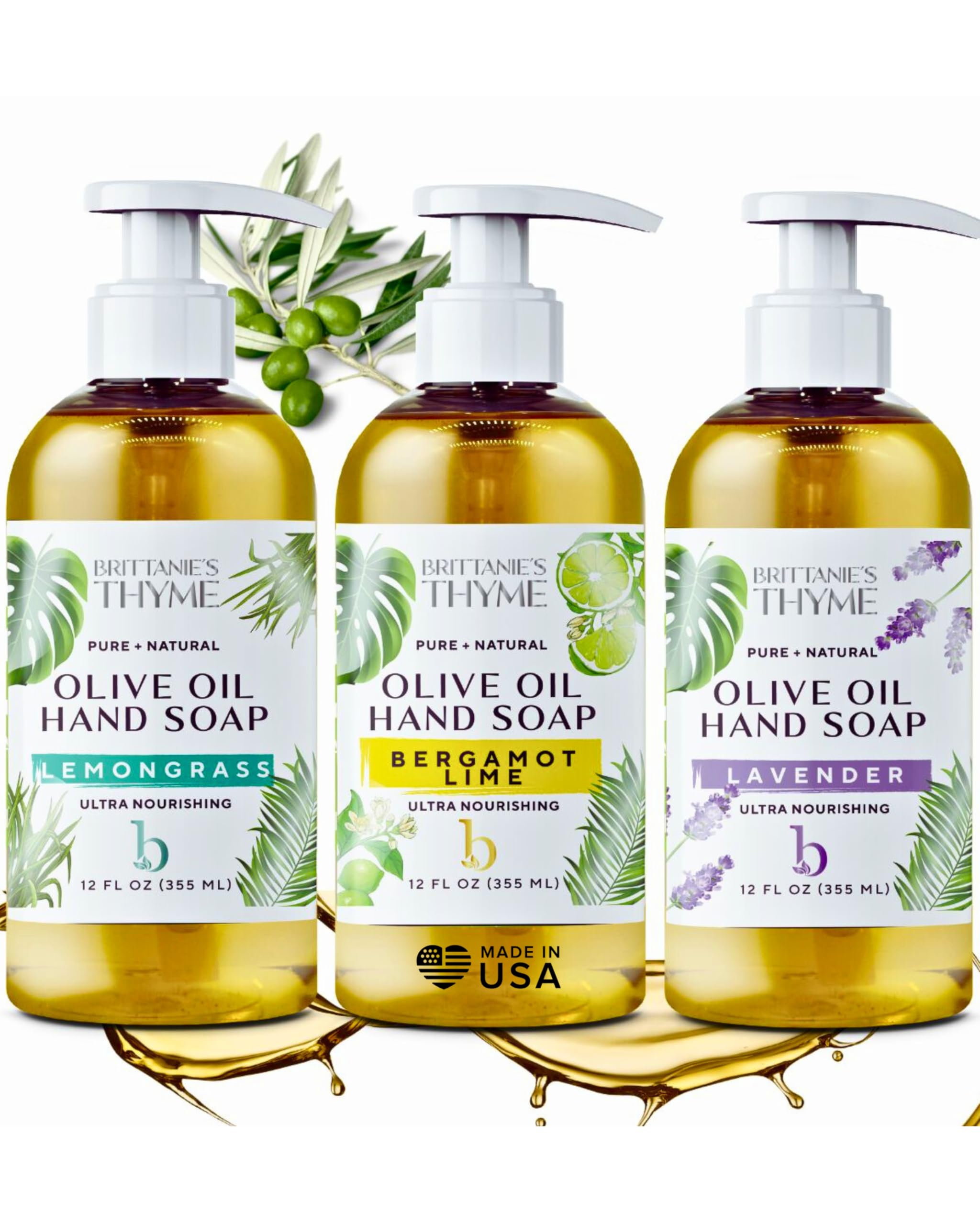 Savon mains Brittanie's Thyme Bergamote-Lavande-Citronnelle, nettoyage frais et hydratant