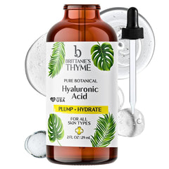 Brittanie's Thyme Sérum Hyaluronique – bouteille pompe pour hydratation en profondeur.