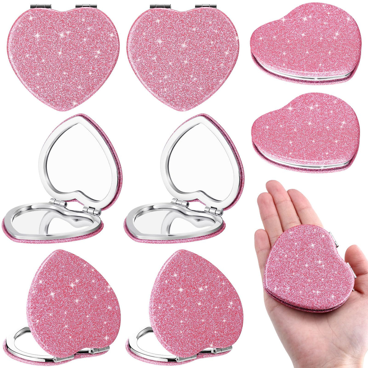Miroir briwooody cœur petit, double face, parfait pour retouches rapides en voyage.