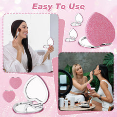 Miroir briwooody compact voyage rose, idéal pour retouches en déplacement.