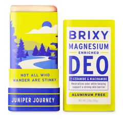 BRIXY Magnesium Deodorant bottle close-up showing all-day odor protection