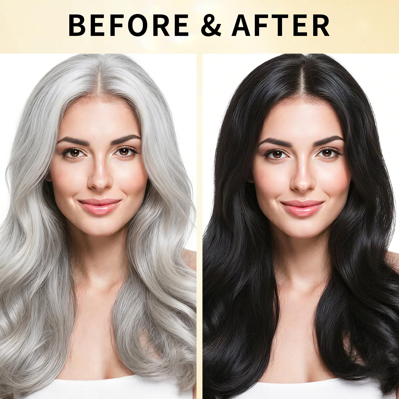 Brmnst Cheveux brillants après colorisation, aspect vivant et sain.