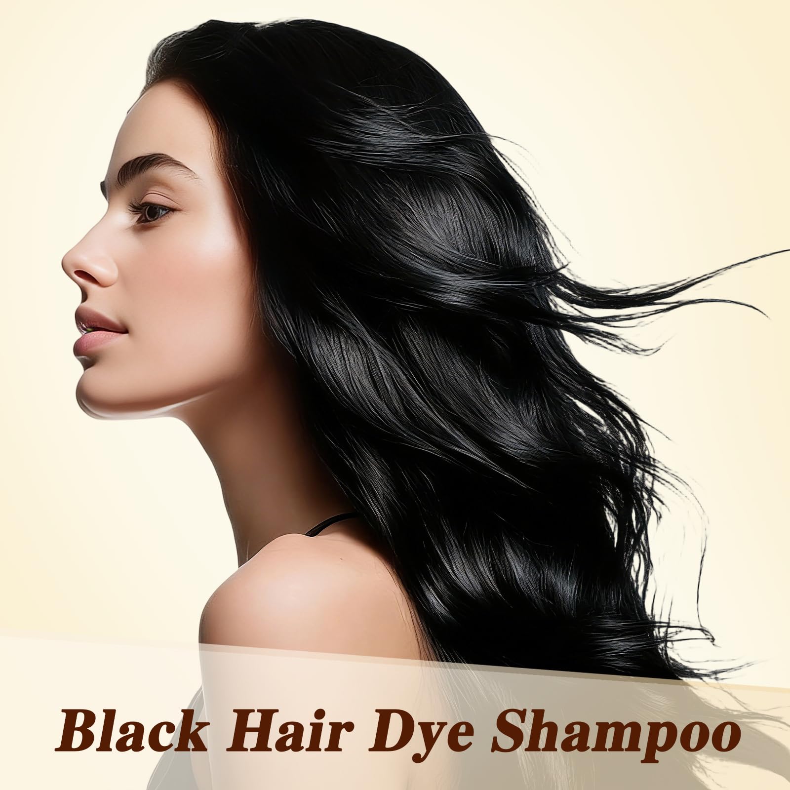 Brmnst Shampoing colorant cheveux noir naturel pour une teinte riche et uniforme.