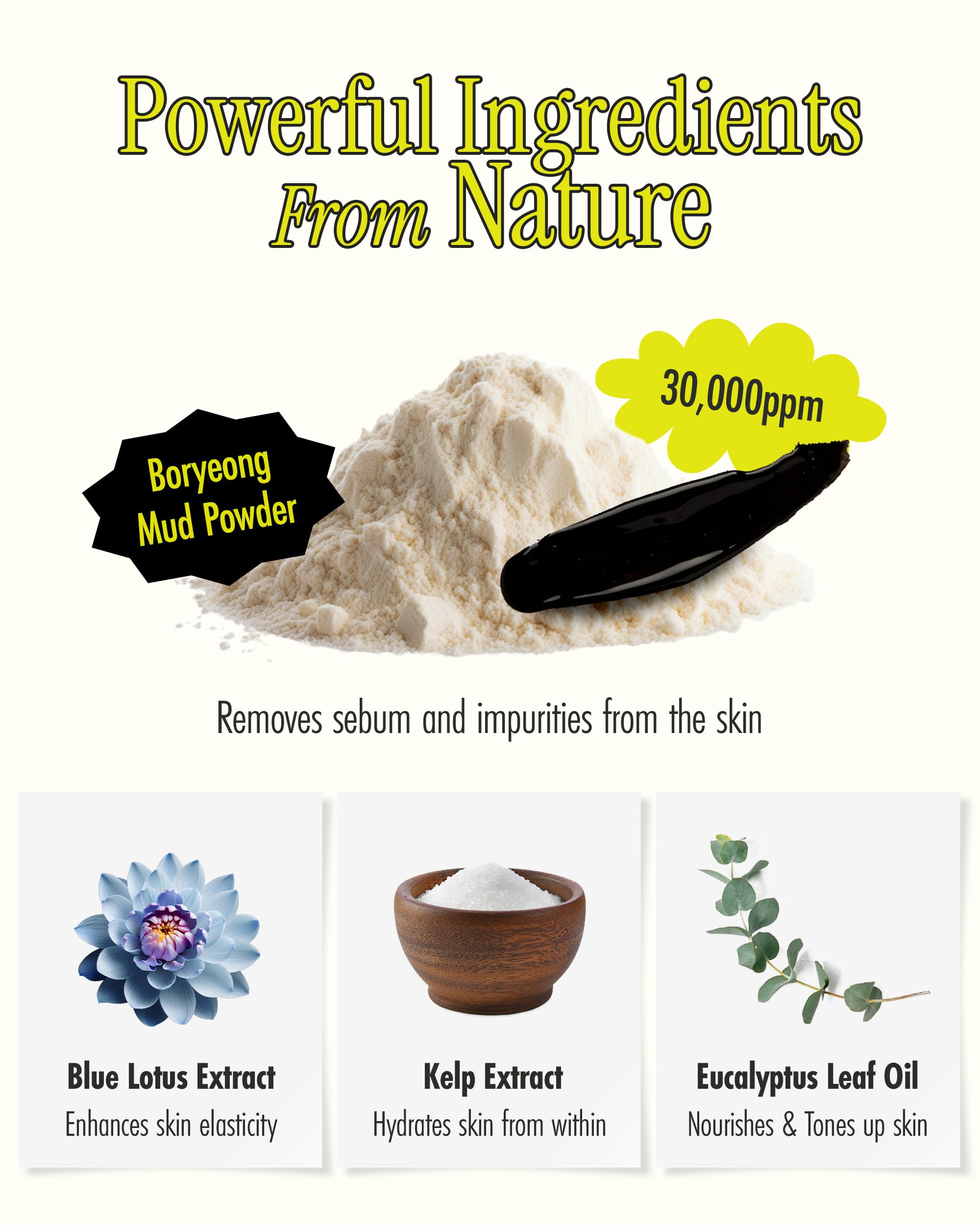 BRMUD Relief Mud Peel Off Mask – pores visiblement resserrés après utilisation.