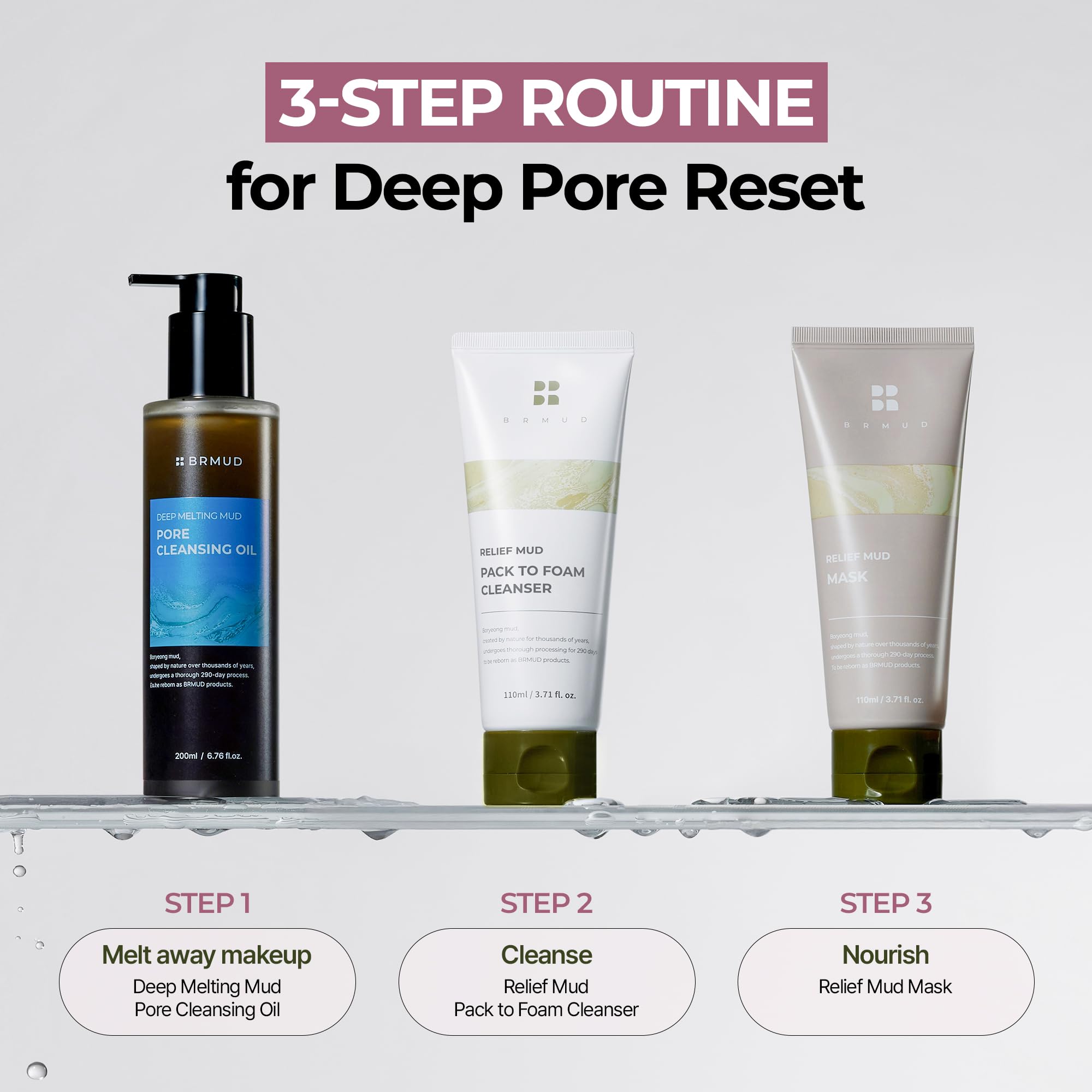 BRMUD Rituel de démaquillage quotidien doux et efficace.