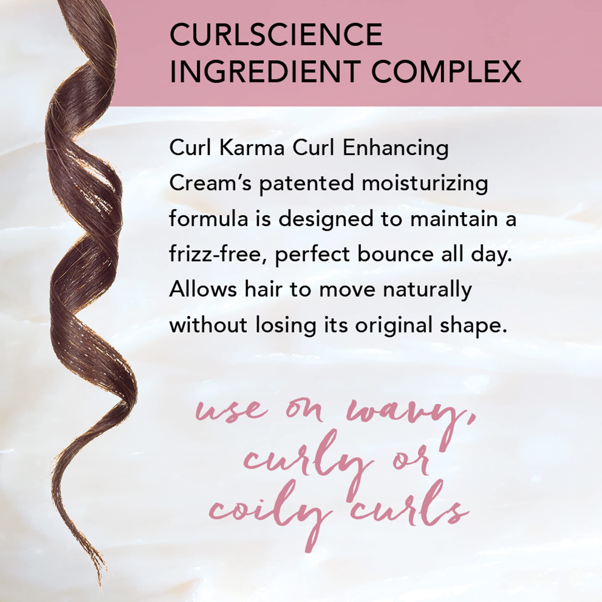 Brocato Curl Karma anti-frizz effet durable, éclat et tenue des cheveux bouclés.