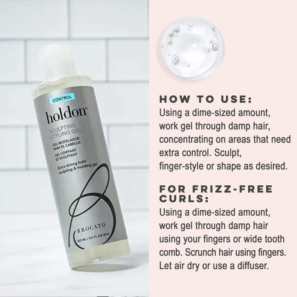 Brocato Holdon Gel à utiliser au doigt ou avec outils chauffants pour un style précis.