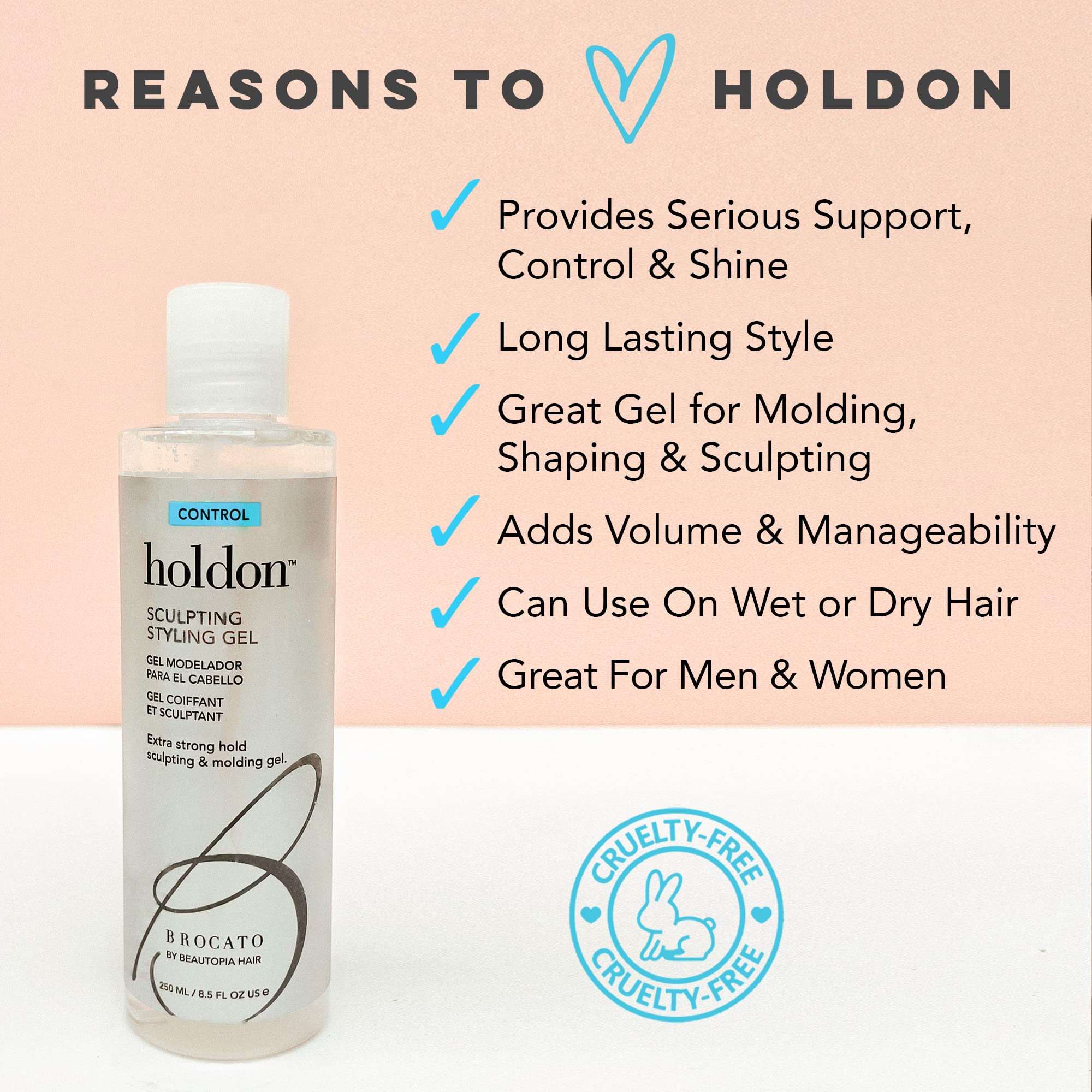 Brocato Holdon Gel pour coiffage durable avec application facile au quotidien.