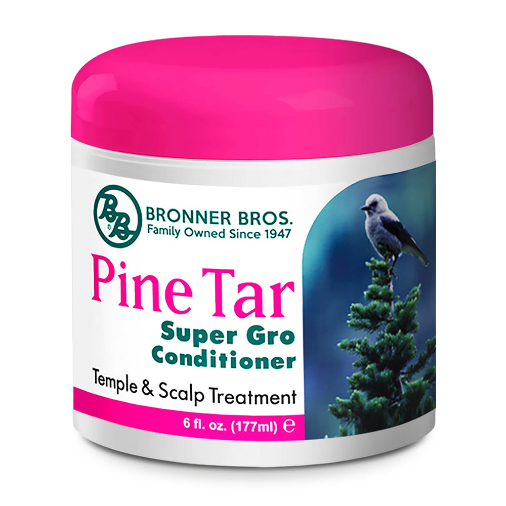 Bronner Bros Pine Tar Super Gro: bouteille prête à l'emploi pour nourrir le cuir chevelu.