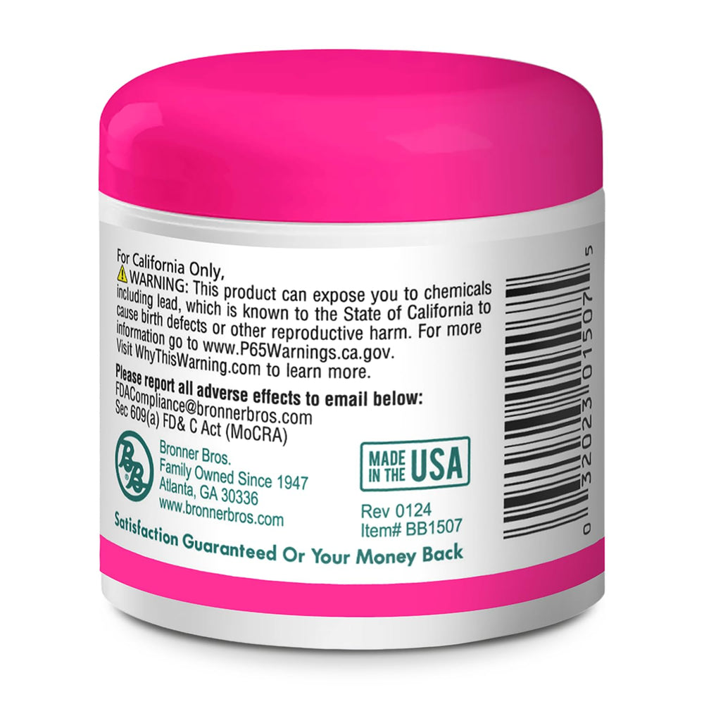 Bronner Bros emballage pratique de 6 oz pour un soin rapide.