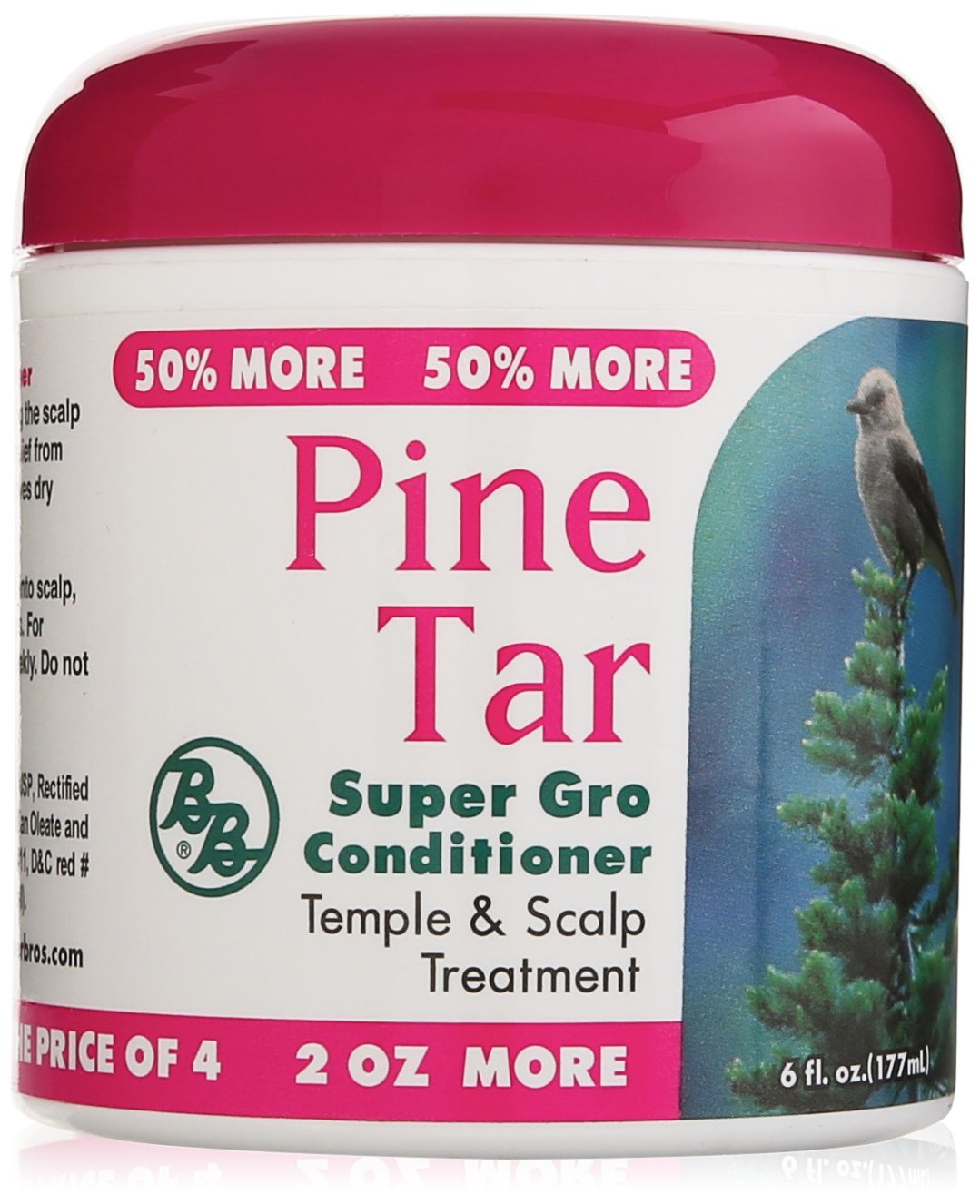 Bronner Bros Pine Tar Super Gro - bouteille prête à l'emploi pour apaiser le cuir chevelu.