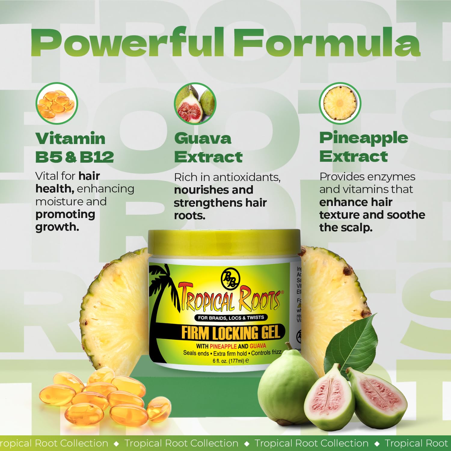 Bronner Bros Tropical Roots Gel – torsades et tresses, définition flexible pour un style durable.