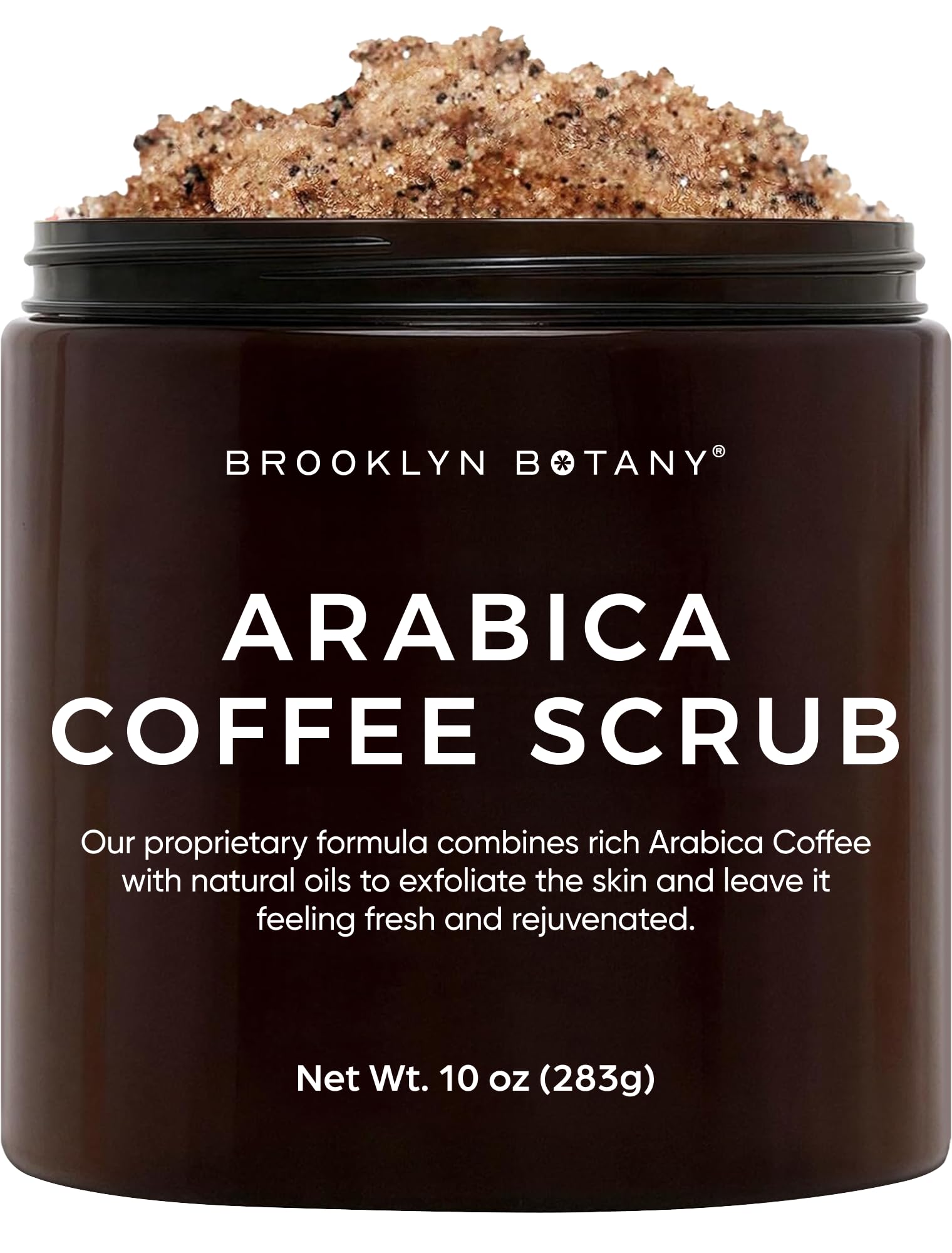 Brooklyn Botany Arabica Café Scrub – bouteille prête à exfolier et hydrater la peau du corps.