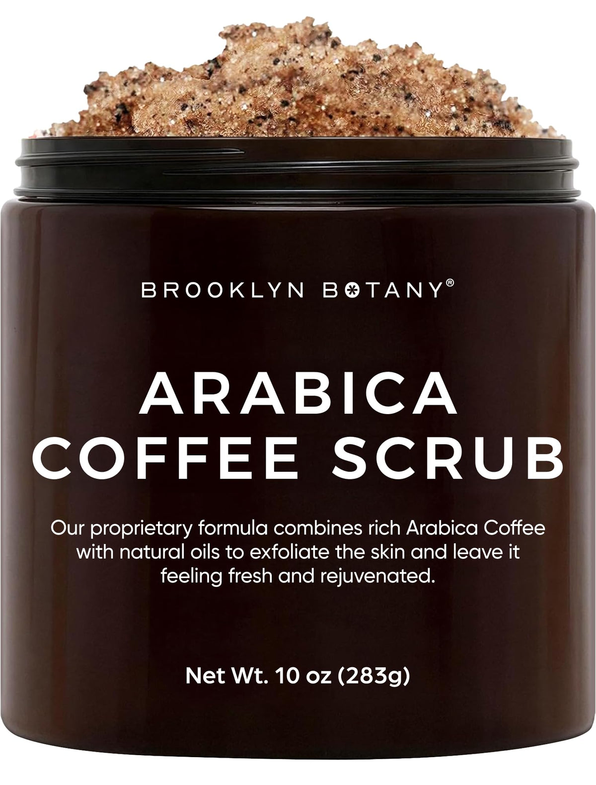 Brooklyn Botany Arabica Café Scrub – bouteille prête à exfolier et hydrater la peau du corps.