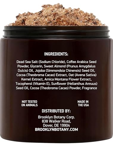 Brooklyn Botany Arabica Café Scrub – massage main avec huiles pour une peau plus douce.