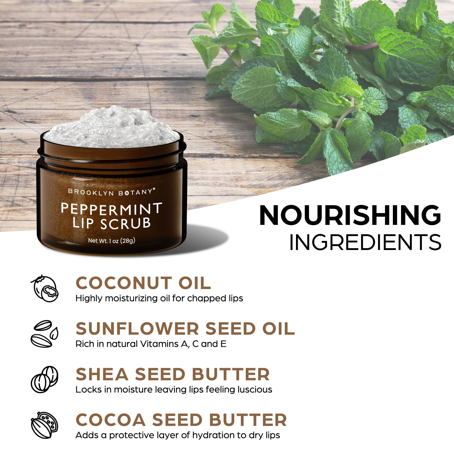 Menthe fraîche Brooklyn Botany offre sensation rafraîchissante lors de l'exfoliation