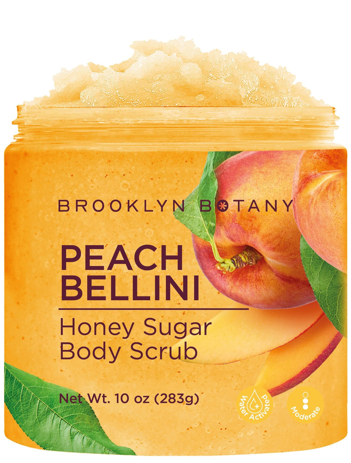 Brooklyn Botany Peche Bellini gommage corps sucre 10oz exfolie en douceur et laisse la peau veloutée