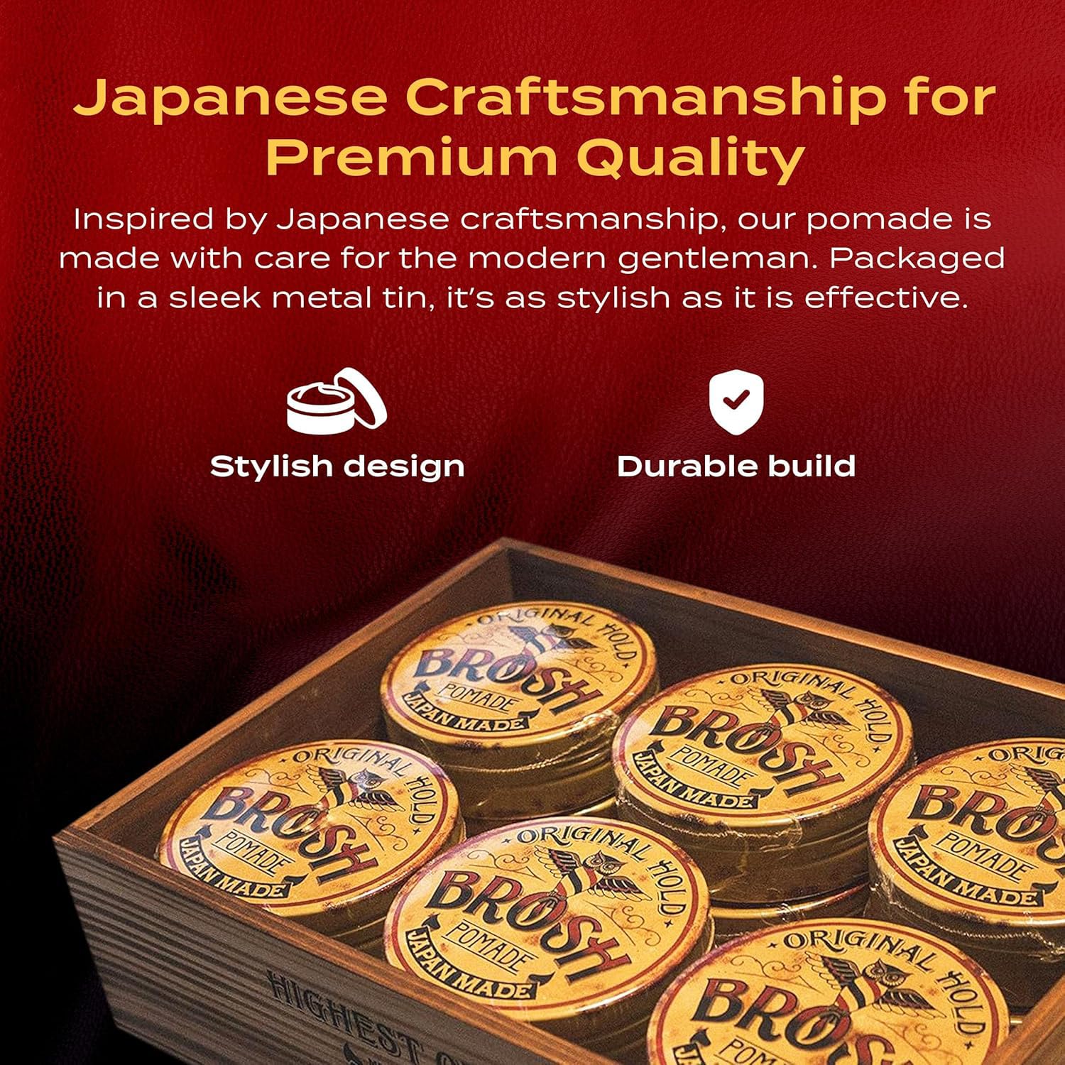 BROSH Original Pomade avec finition brillante discrète et naturelle