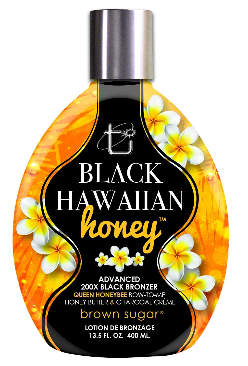 Brown Sugar Bronzer Noir Hawaïen Avancé 200X – bouteille pour un bronzage profond et uniforme.