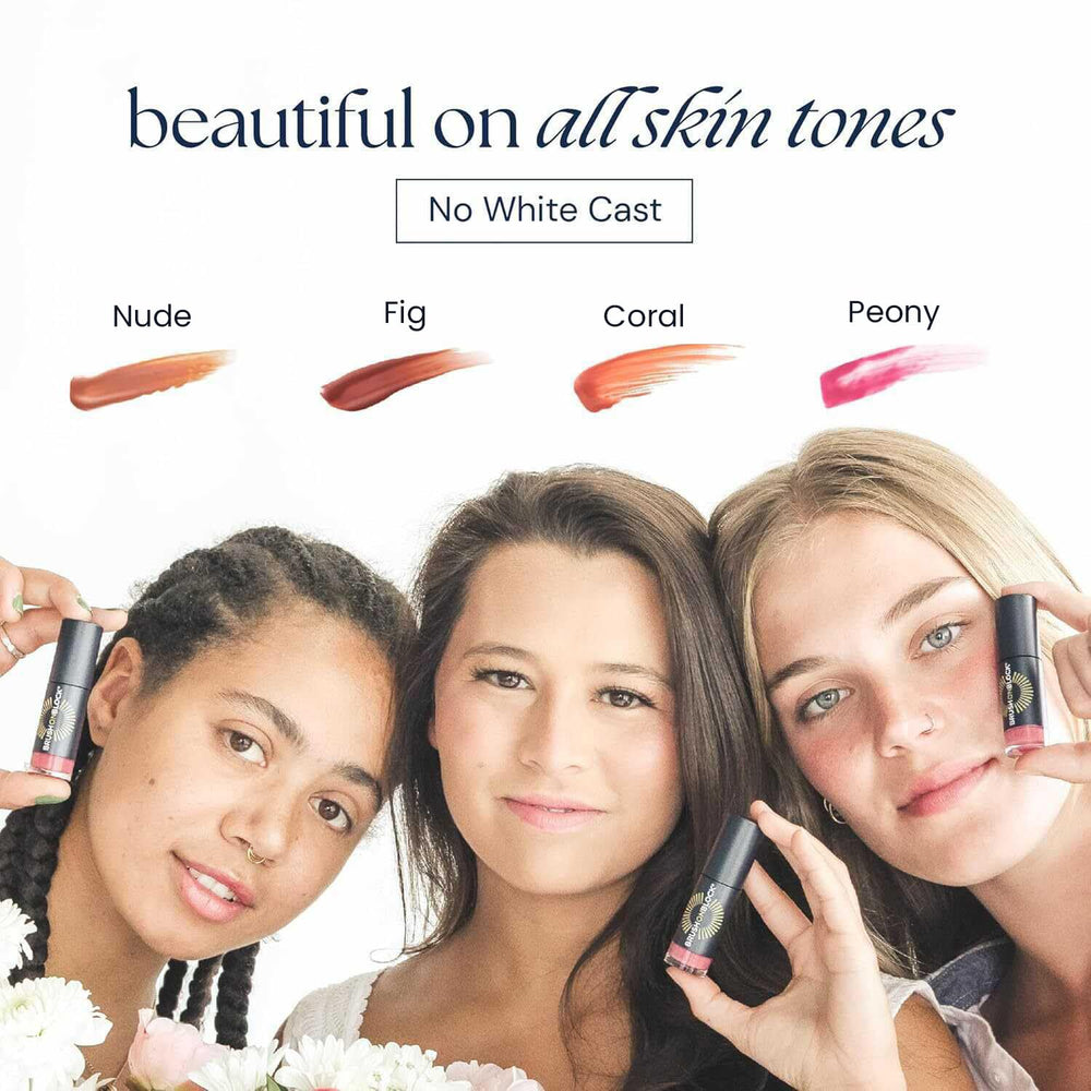 Brush On Block huile pour les lèvres SPF30 emballage écoresponsable et sans cruauté.