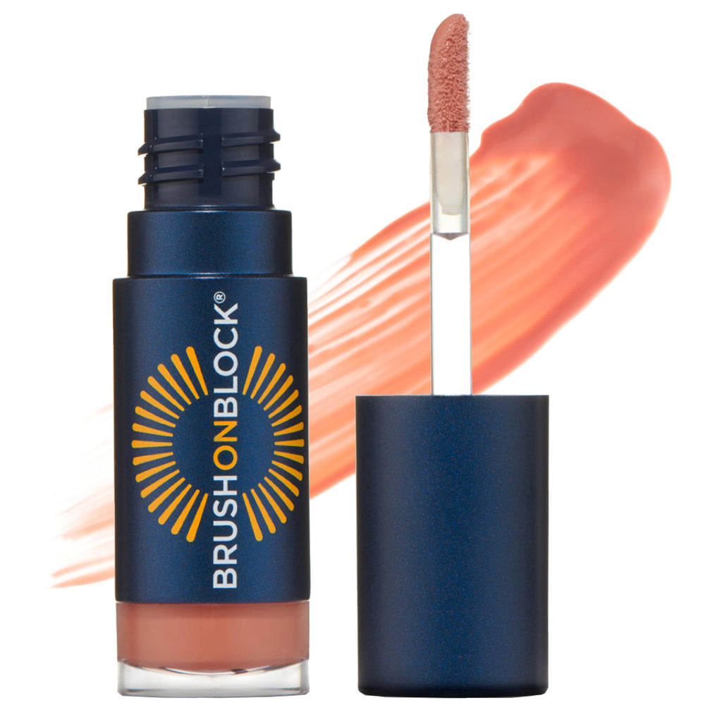 Huile pour les lèvres Brush On Block, emballage élégant, protection minérale SPF30.