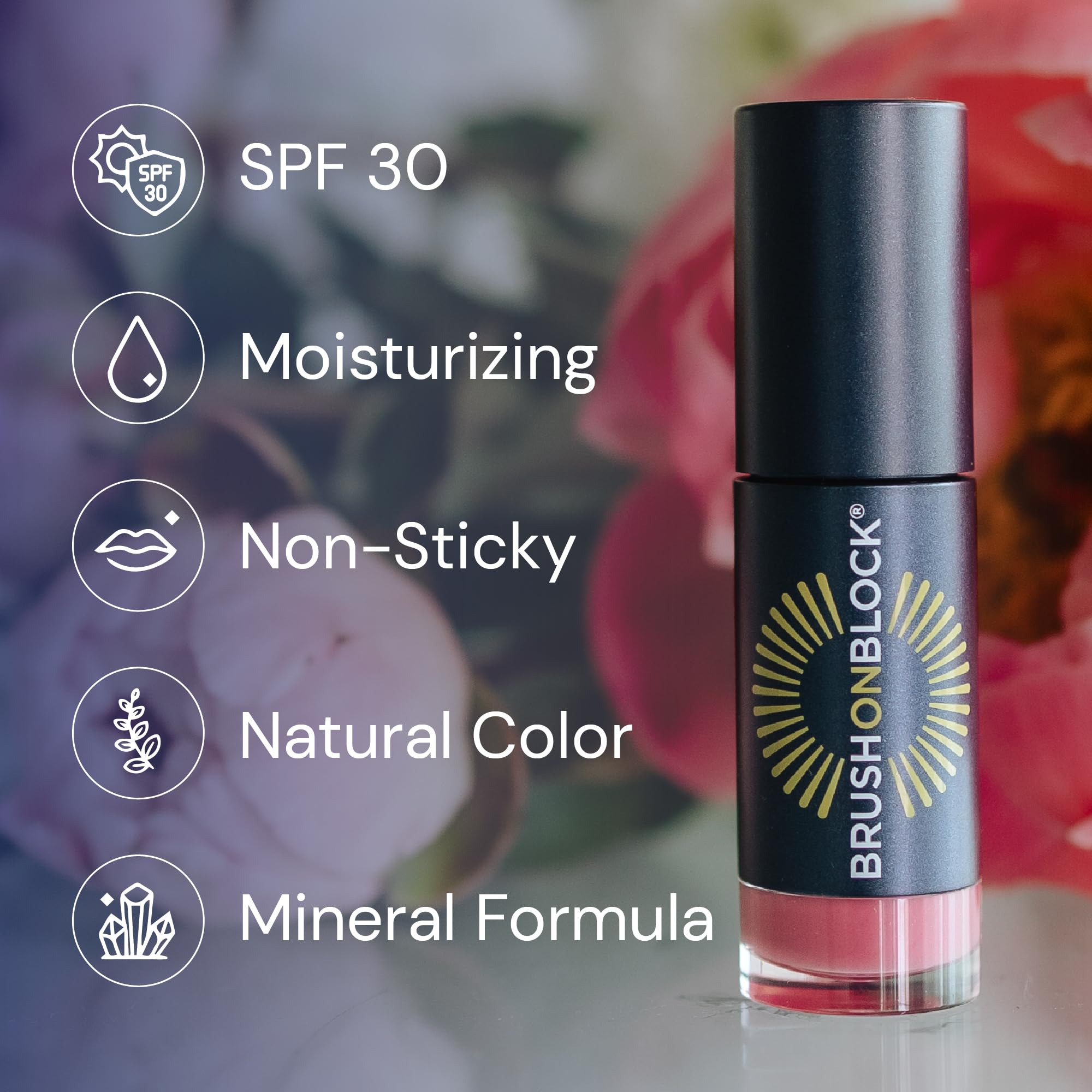 Brush On Block huile pour les lèvres SPF30 Peony pinceau