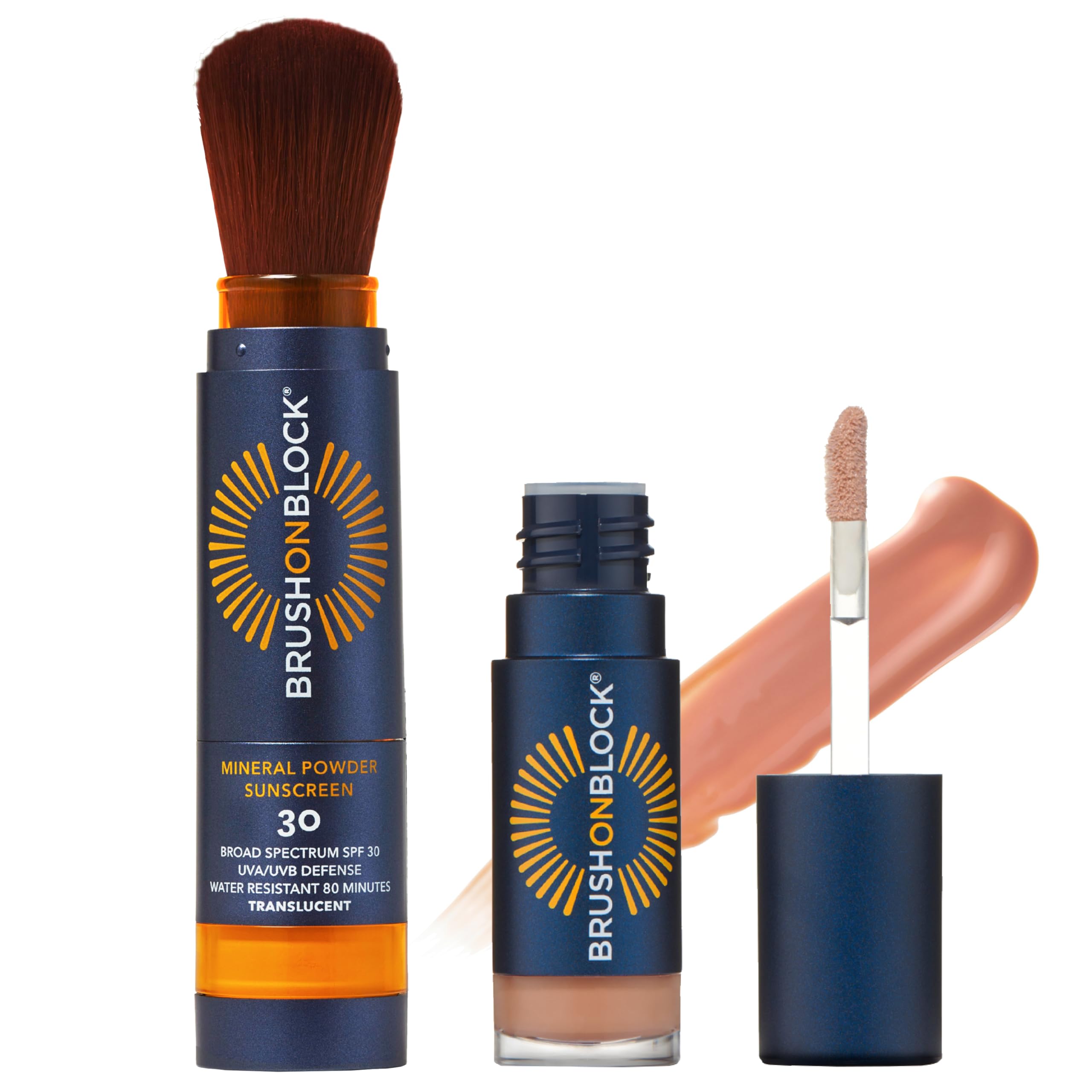 Brush On Block kit visage protection solaire minérale, fini naturel.