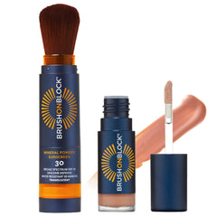 Brush On Block kit visage protection solaire minérale, fini naturel.