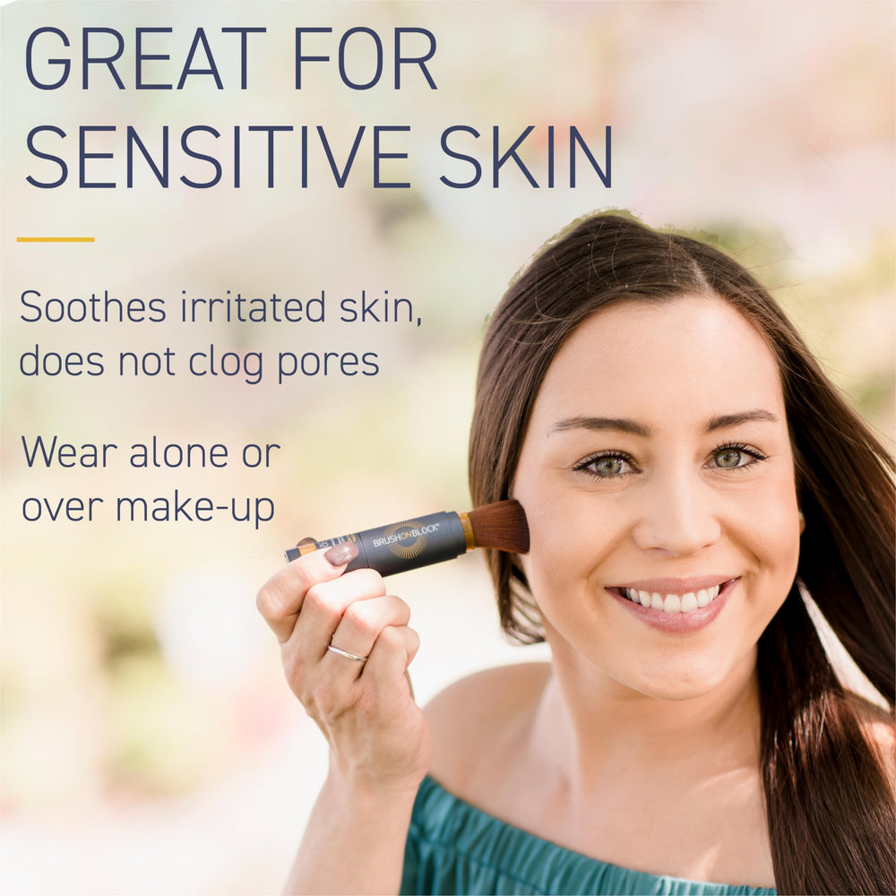 Brush On Block protection UV SPF30 contre UVA, UVB et lumière bleue.