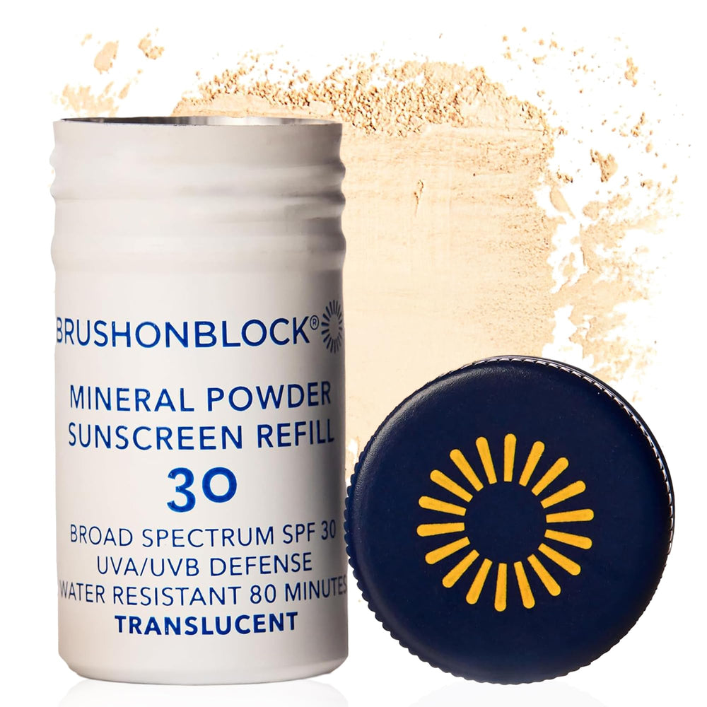 Brush On Block refill plastic-free packaging enables easy, eco-friendly sun protection on the go.