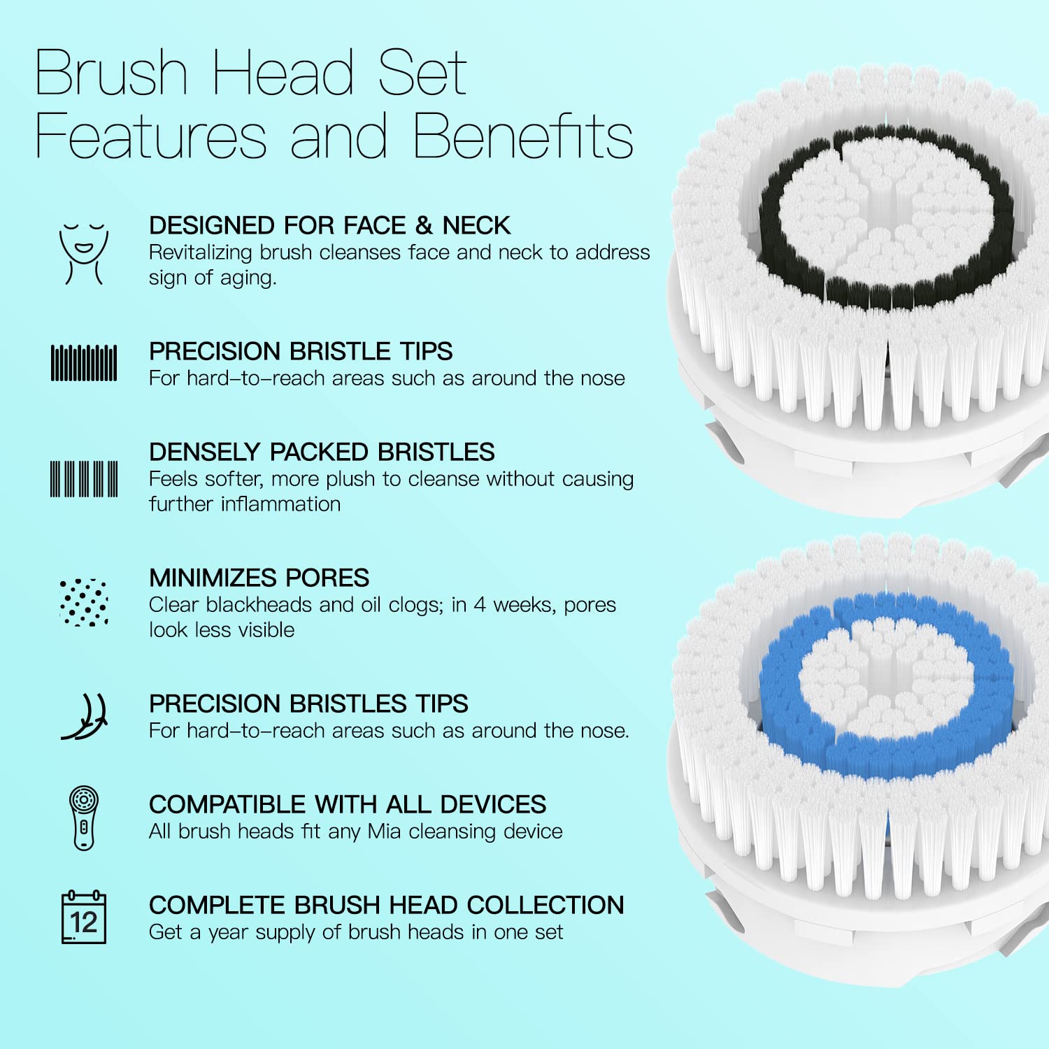 Têtes Brushmo compatibles Clarisonic Alpha Fit, soin délicat et efficace.