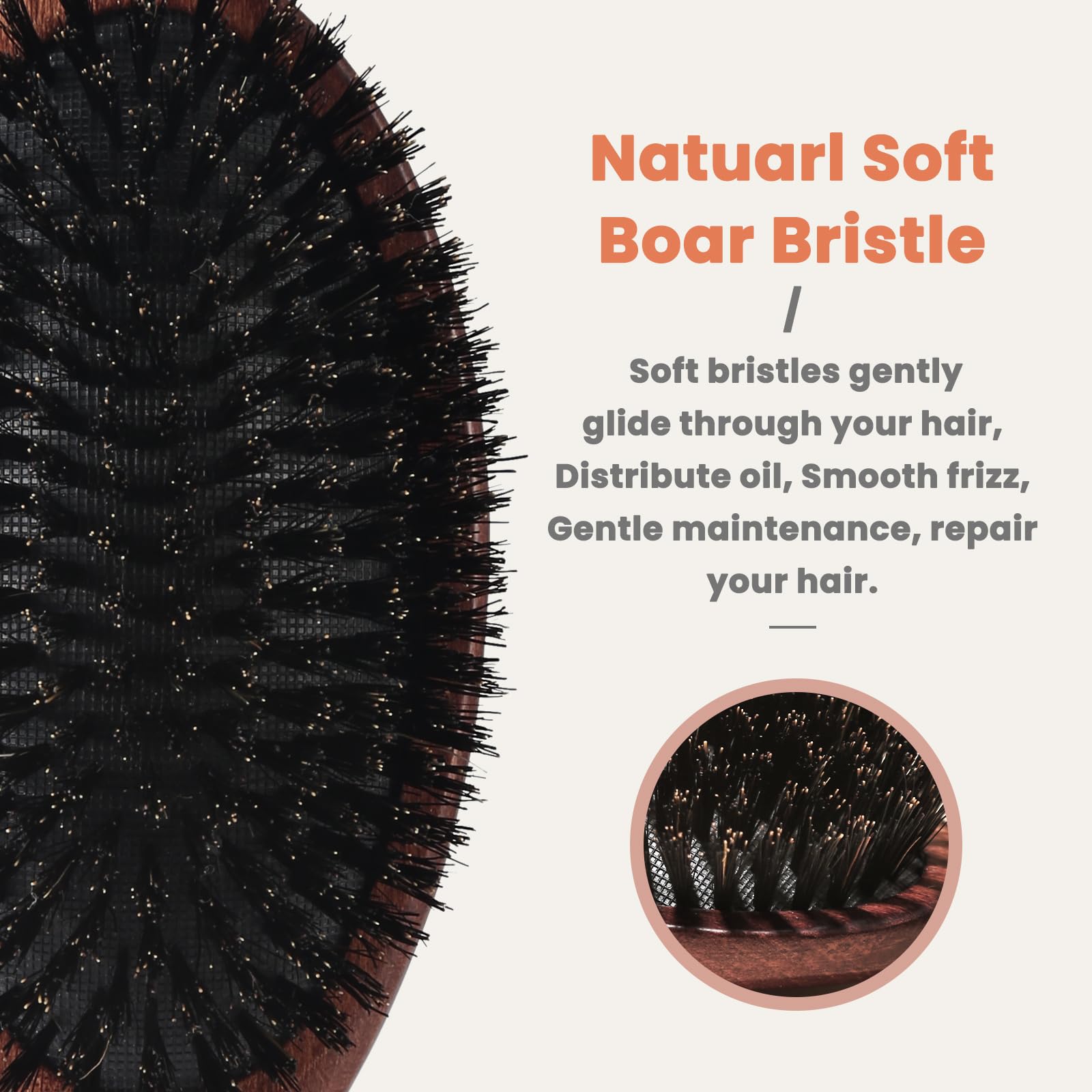 Détangle efficacement les cheveux fins grâce à ses poils de sanglier.