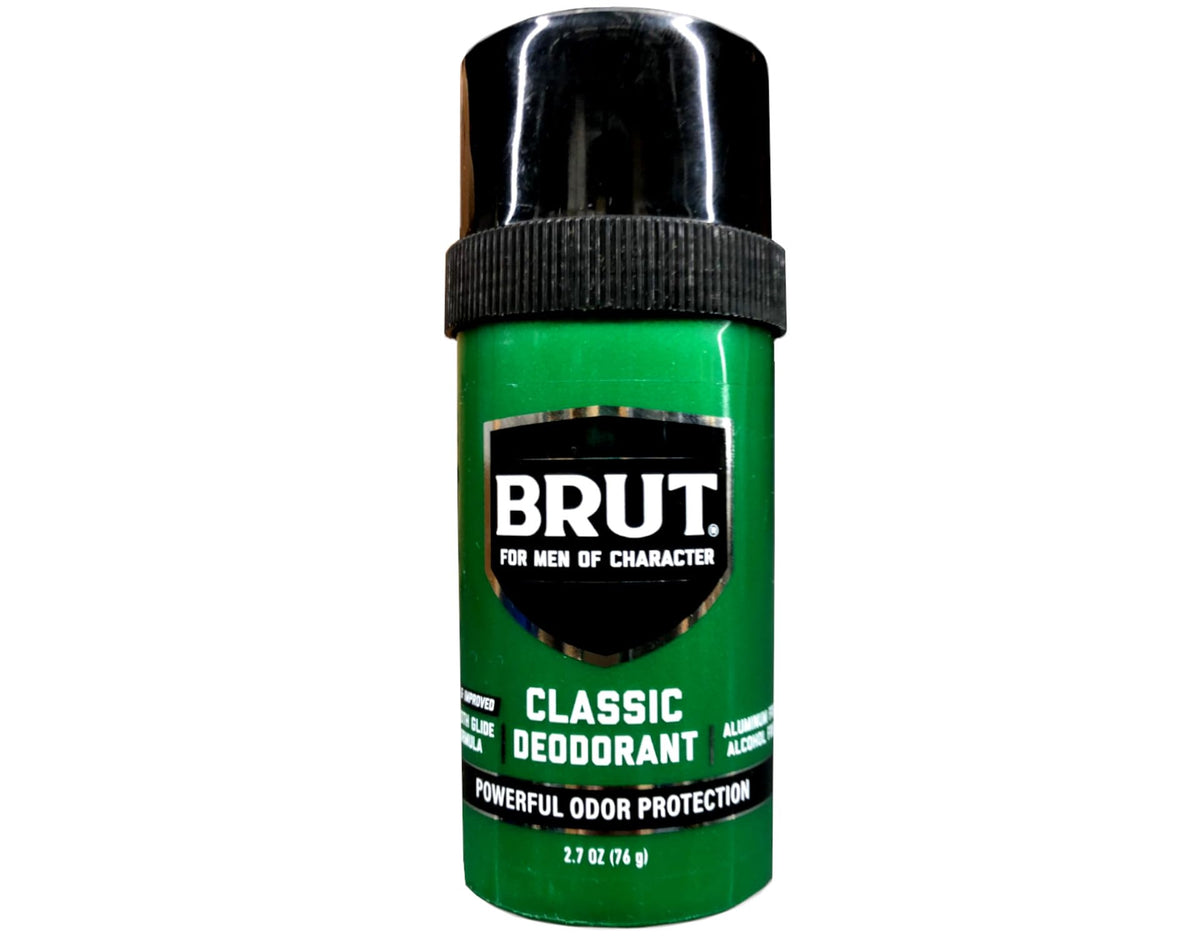 BRUT Classic Round Stick Deodorant 2.7 oz pack four, ideal for daily freshness.