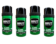 BRUT Classic Round Stick Deodorant being applied for smooth fragrance.
