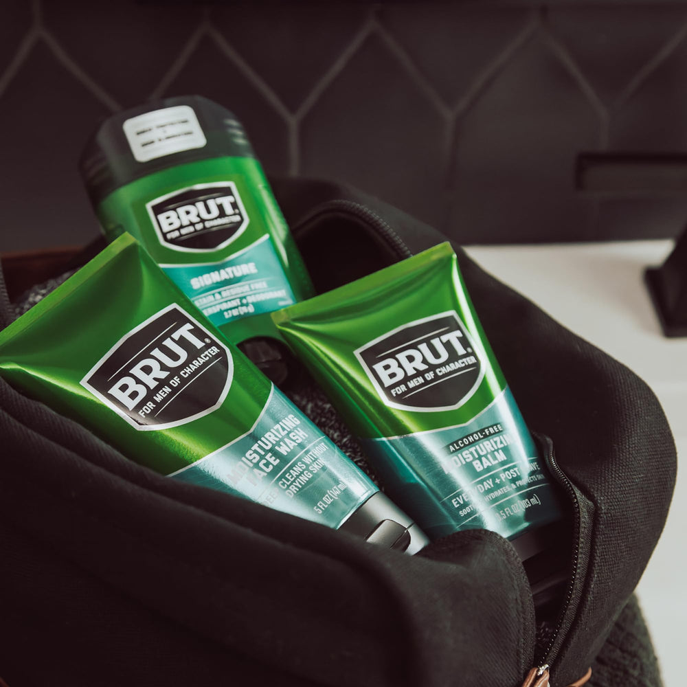 Brut emballage design masculin, esthétique et pratique.