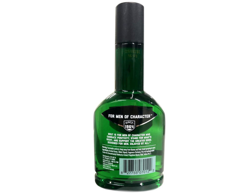 Brut lotion étiquette lisible, identifiabilité rapide en rayon.