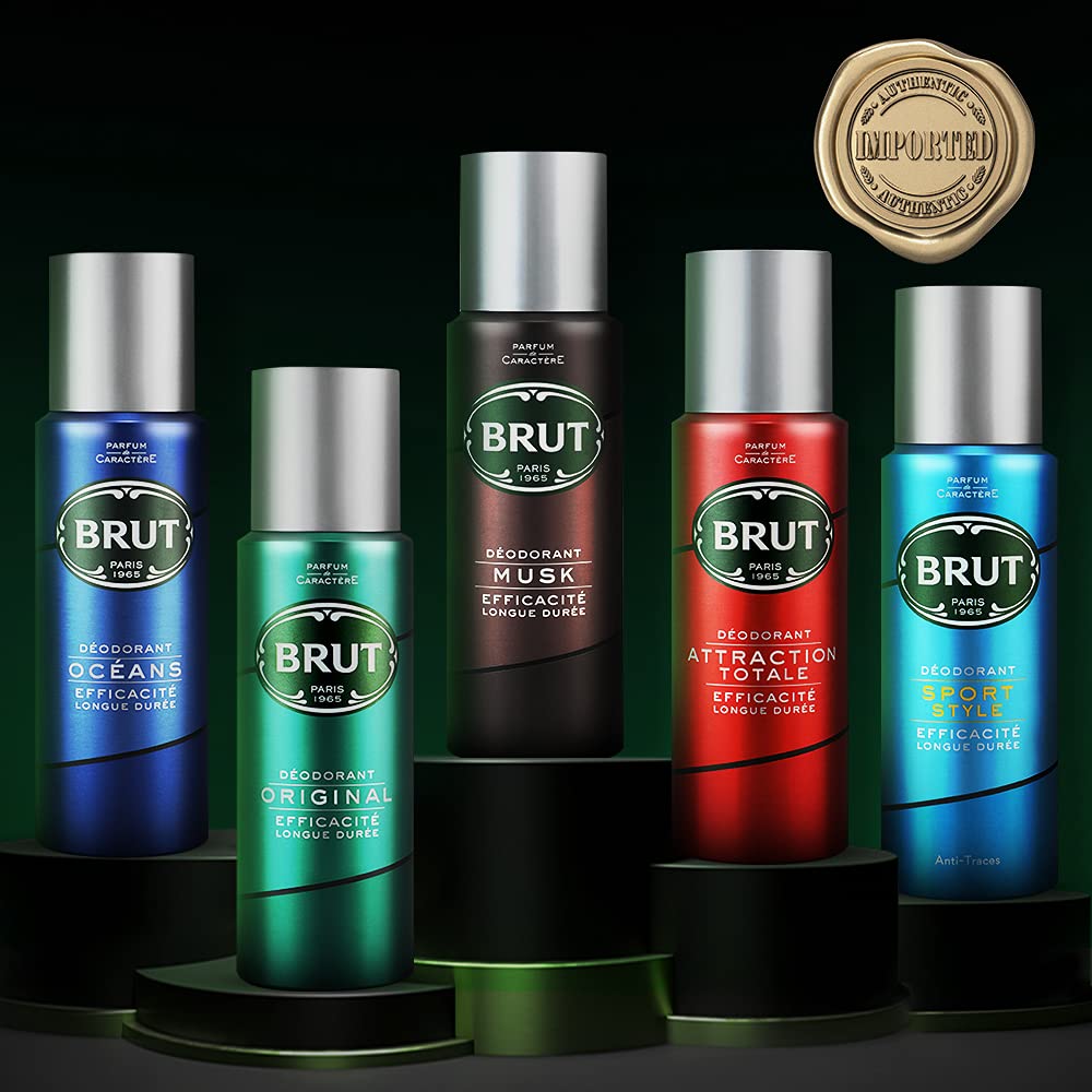 Brut Musk Déodorant pratique pour voyage, format 200 ml.