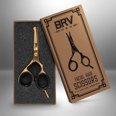 BRV MEN ciseaux-barbe-moustache-arrondi, précision des contours.