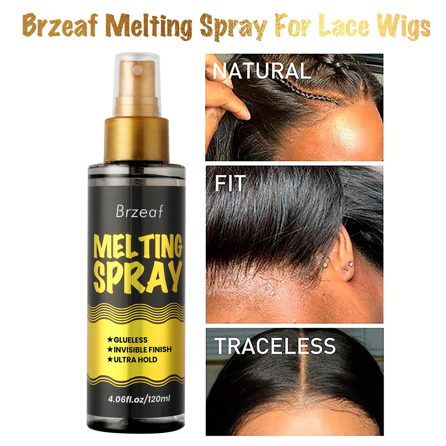 Brzeaf Spray Adhesion Dentelle – adhérence durable et naturelle sur la dentelle.