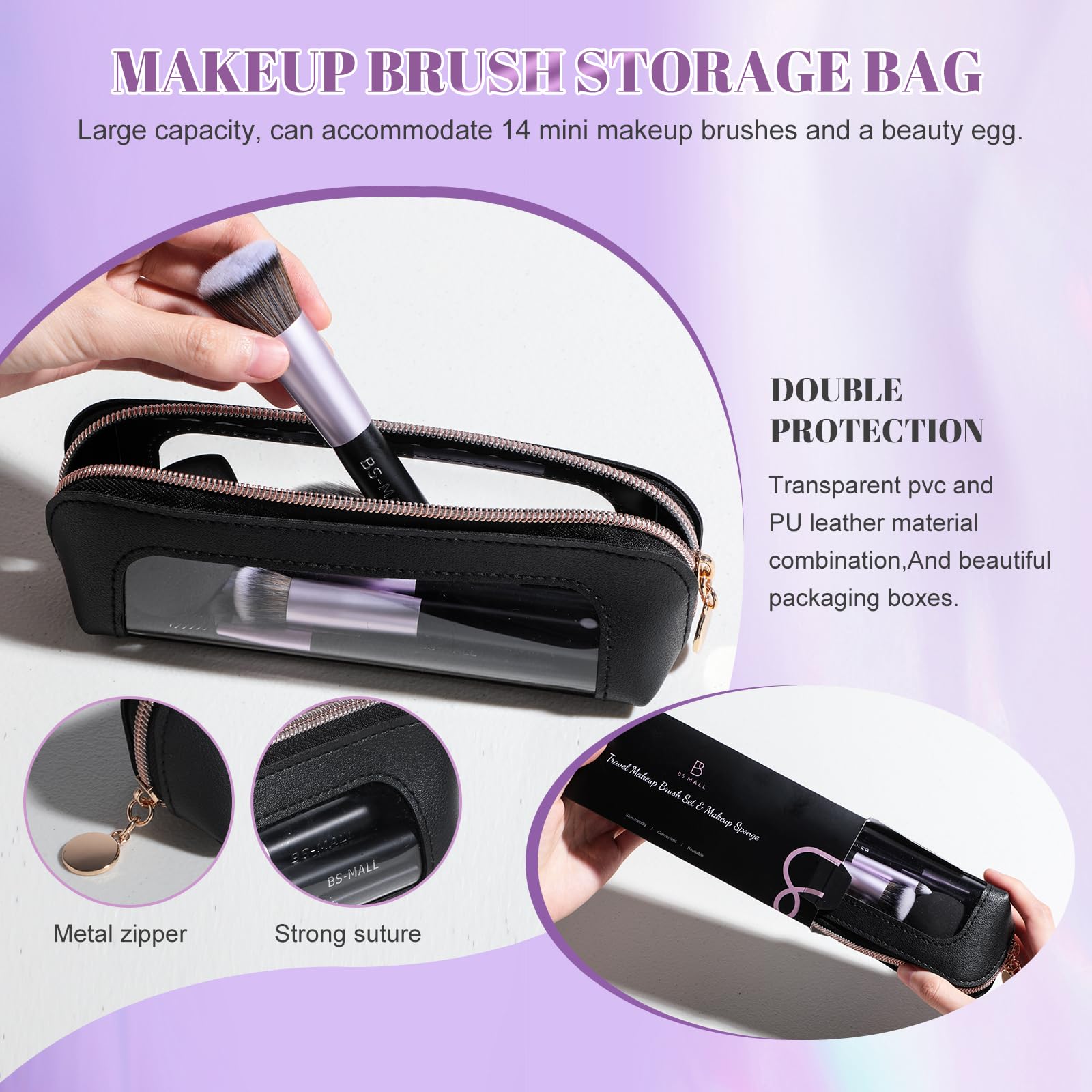 BS-MALL pochette-voyage violet pour un rangement pratique en déplacement.