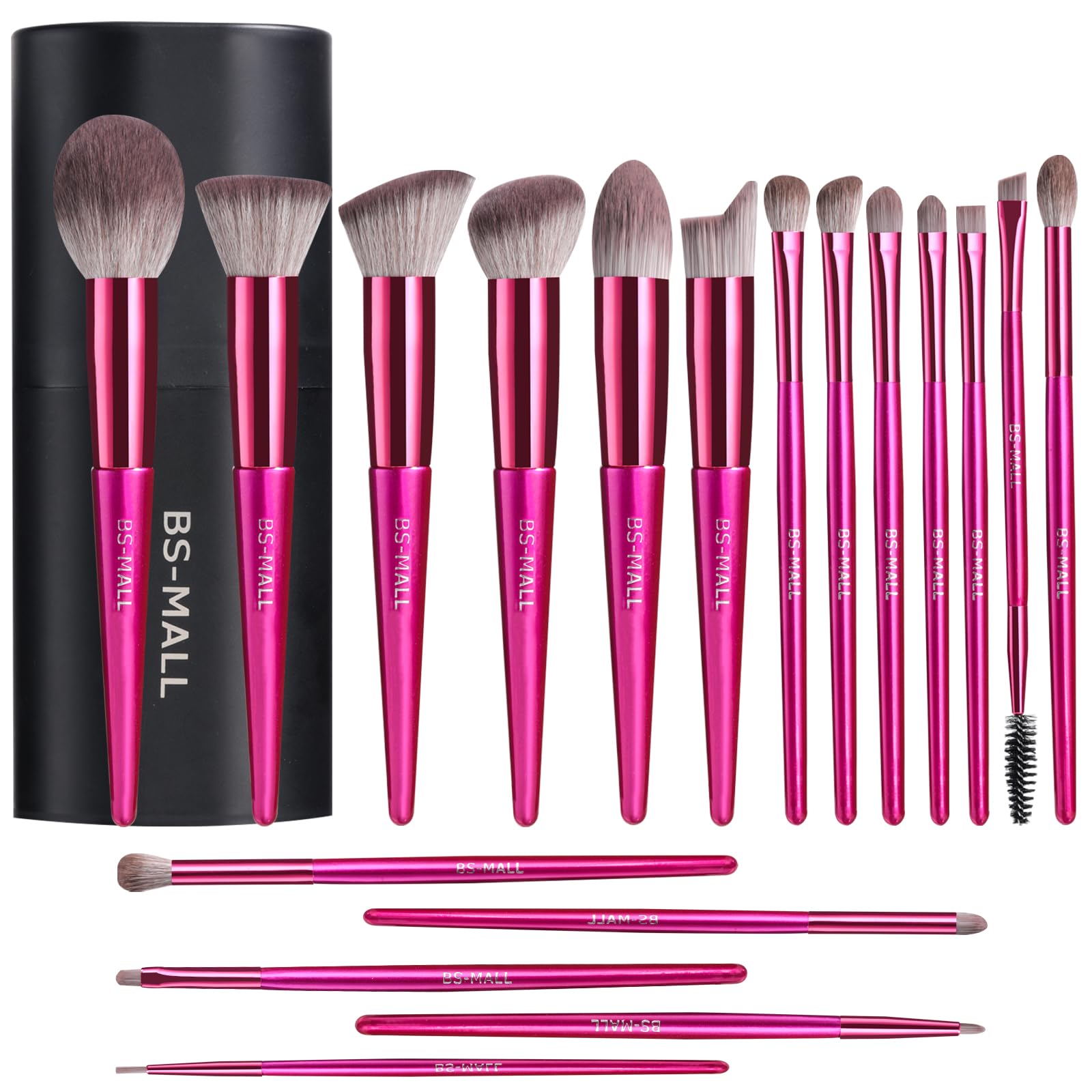 BS-MALL ensemble pinceaux 18 pièces, kit polyvalent pour fond de teint et fards.